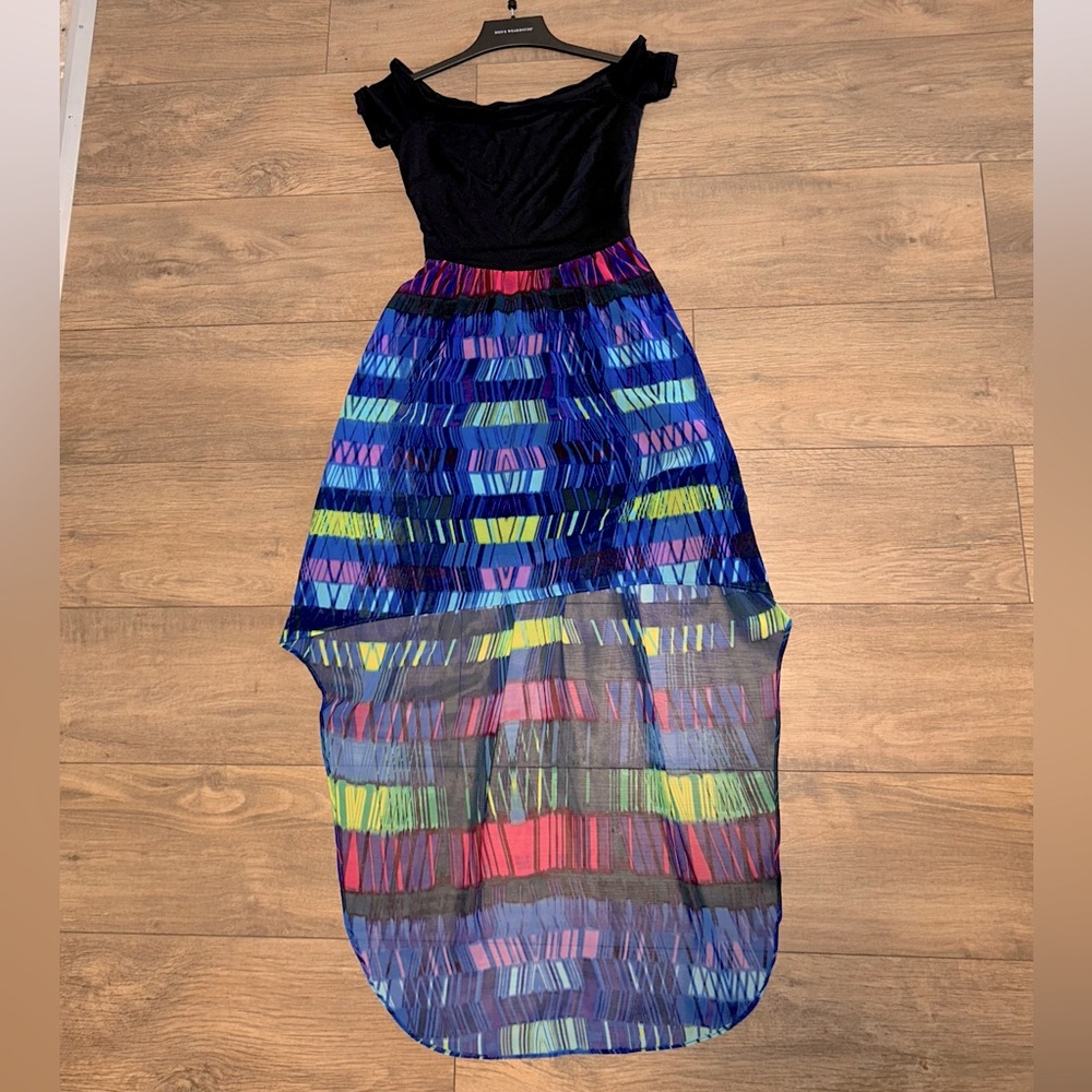Bebe Mixed Media Hi-Low Dress